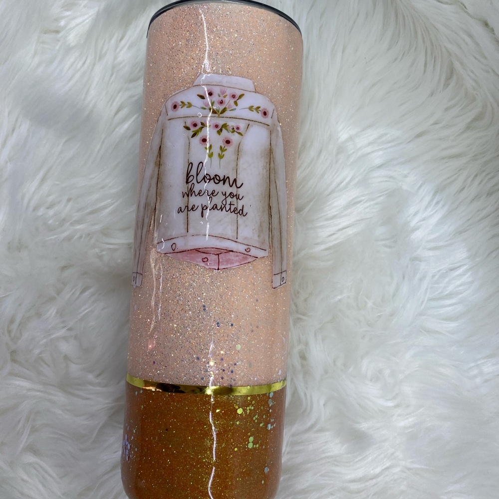 Bloom Where you are planted 20oz Skinny Custom Tumbler - Picture 1 of 12